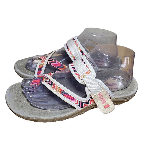 Skechers Sandals Womens 8 Reggae Zig Swag 48228 Flip Flops Thong Multicolor - Picture 3 of 9